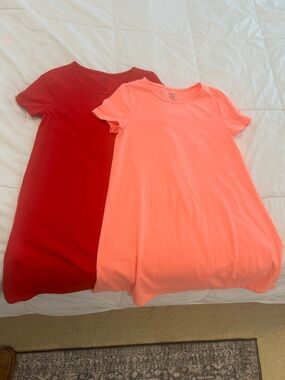 Crown & Ivy kids- Short Sleeve Swing Dress - Coral and Red